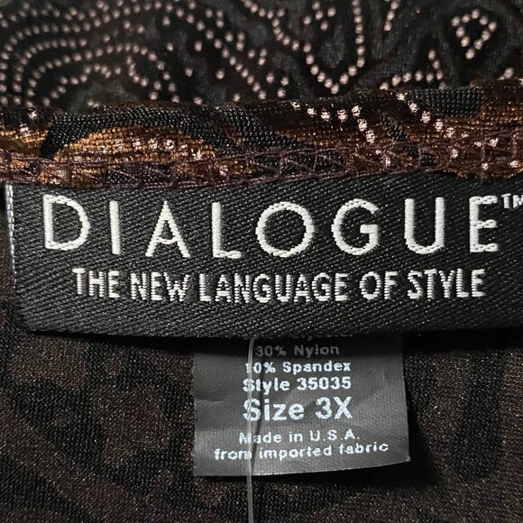 NWT - Dialogue long sleeve, brown tunic w/gold designs, size 3X - Picture 10 of 13